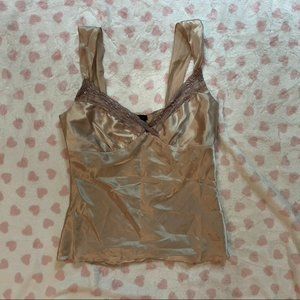 beige silky lingerie lace top